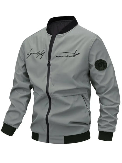 Blouson en cuir brodé pour homme élégant