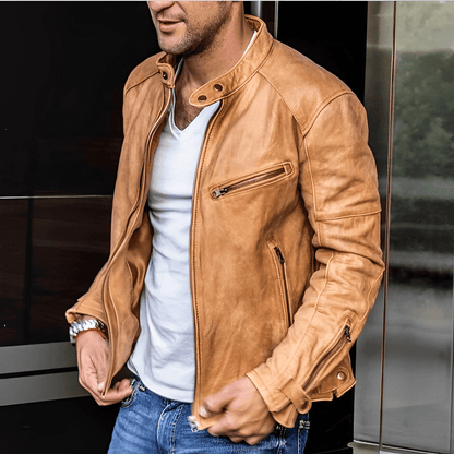 Blouson en cuir élégant pour homme au design moderne