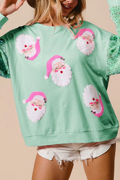 Sweat-shirt de Noël décontracté, à paillettes, col rond