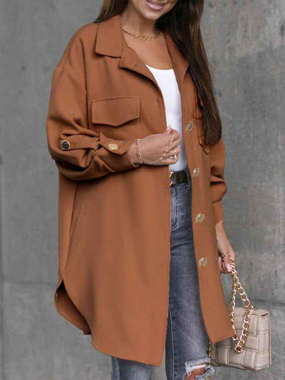 Longue veste moderne pour femme avec col en laine