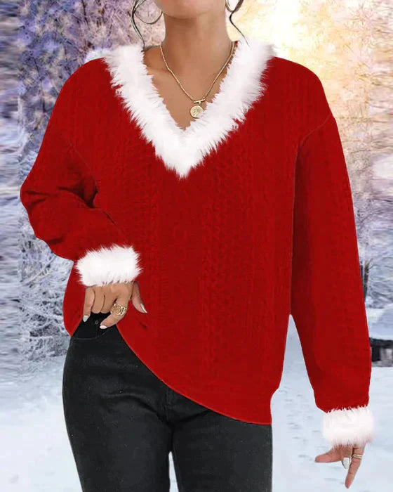 Stilvolle Pullover Damen Pelzdetail - IdealeKleiden