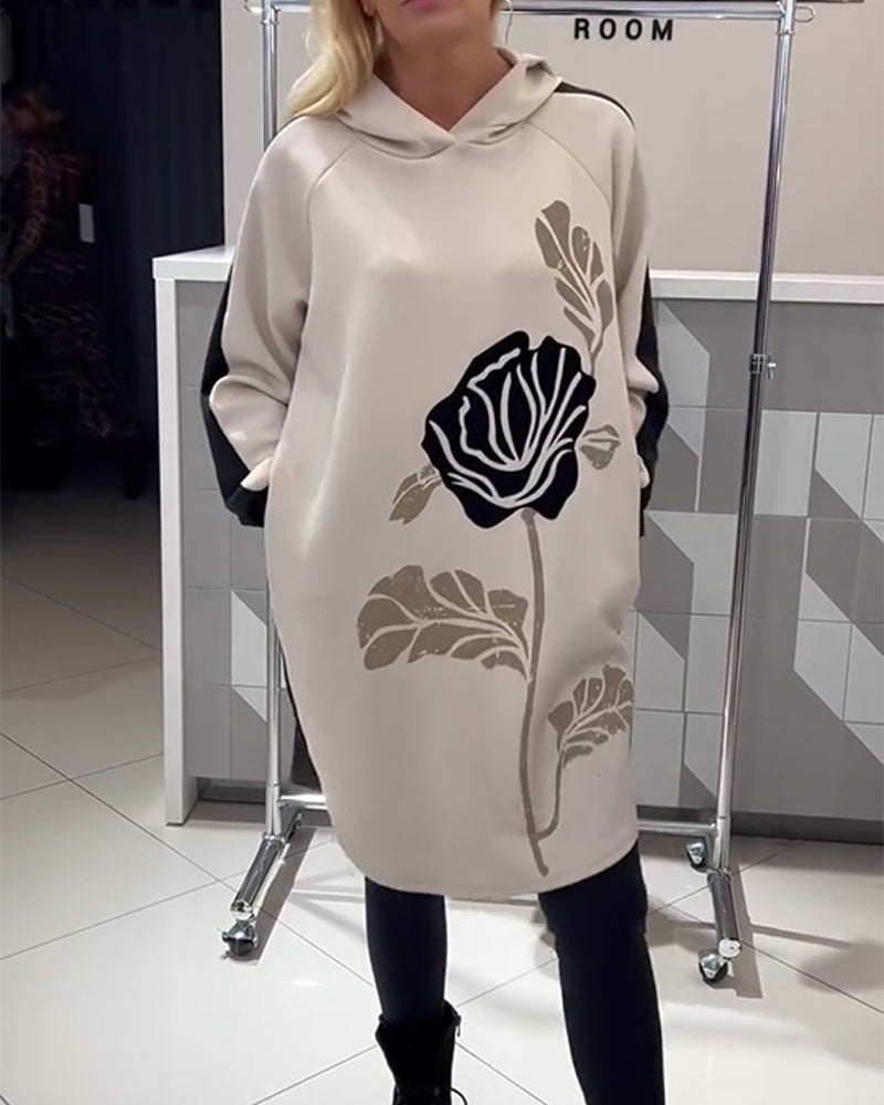 Robe tendance à capuche et à motif floral