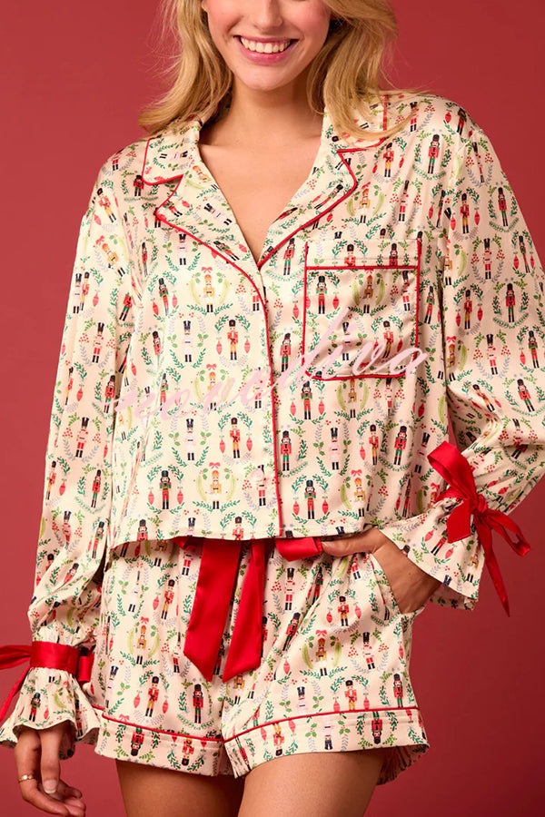 Weihnachts-Shorts-Set Frauen Freizeitkleidung Mit Taschen - IdealeKleiden