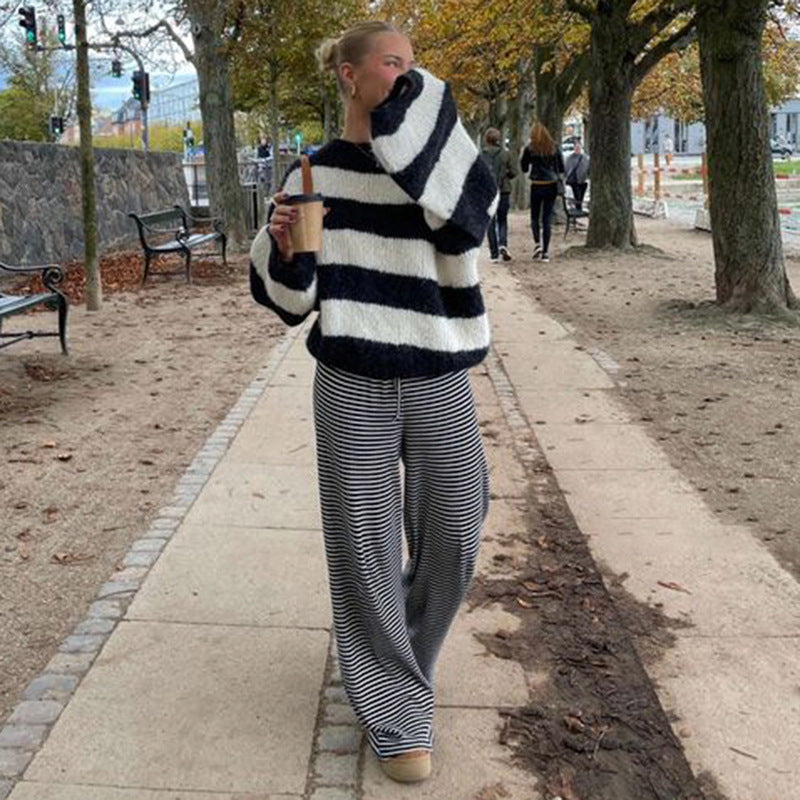 Pantalon léger à rayures pour femme