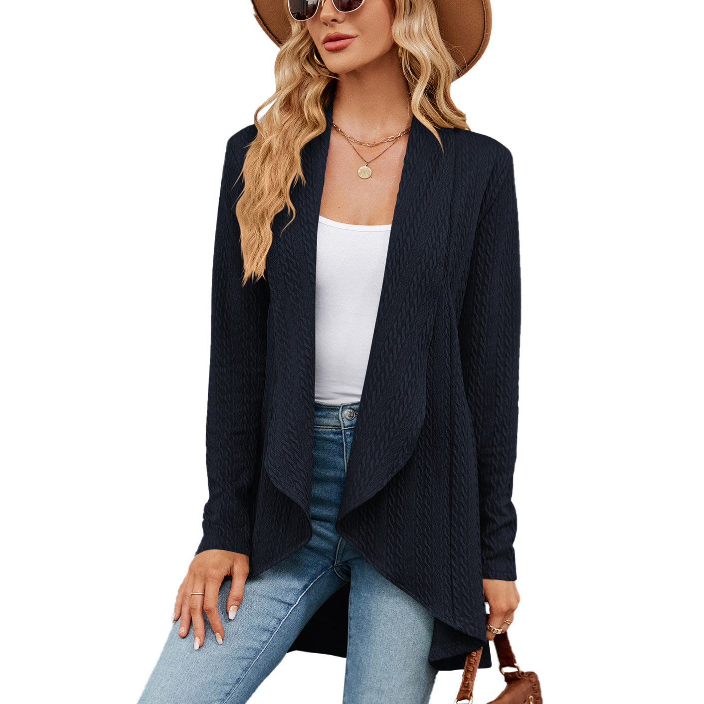 Veste élégante pour femme, manches longues, couleur unie