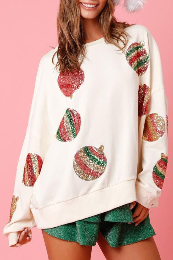 Sweatshirt de Noël Décontracté Paillettes Manches Longues