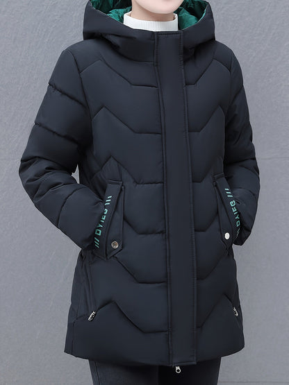 Doudoune longue à capuche chaude pour femme