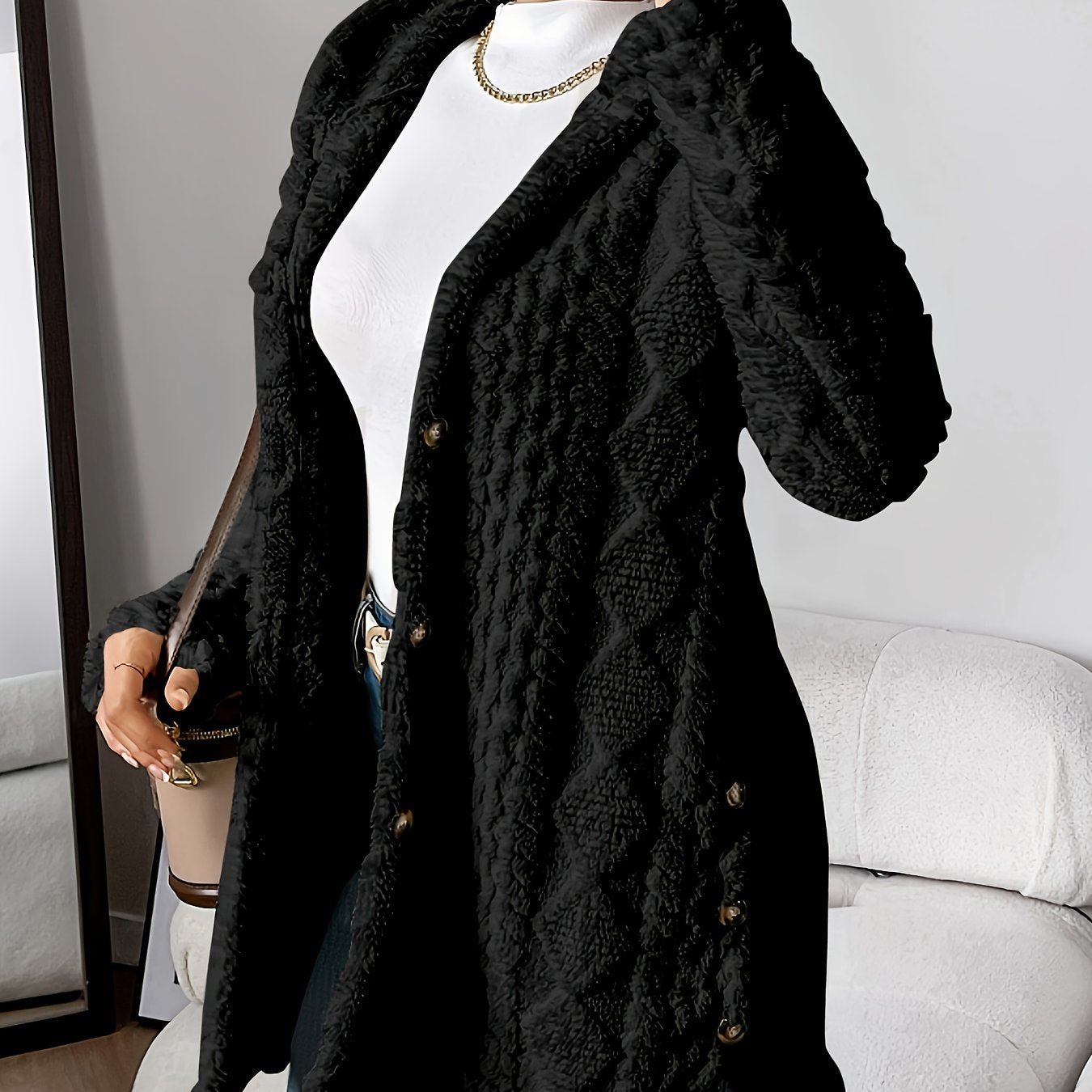 Élégante veste longue pour femme avec capuche style marin