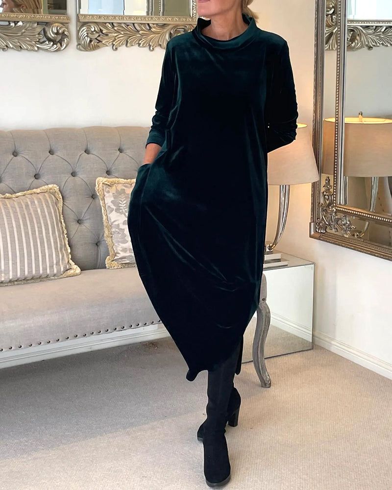 Elegantes Tulpenkleid Samt Optik - IdealeKleiden