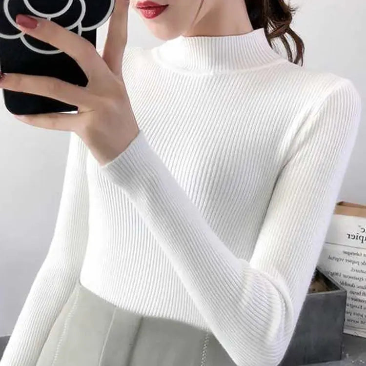 Pull doux côtelé en laine pour femme