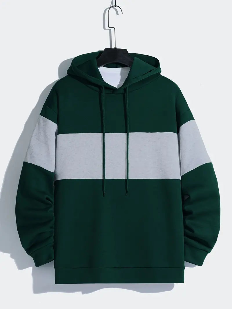 Sweat à capuche pour homme, manches longues, capuche contrastante, moderne