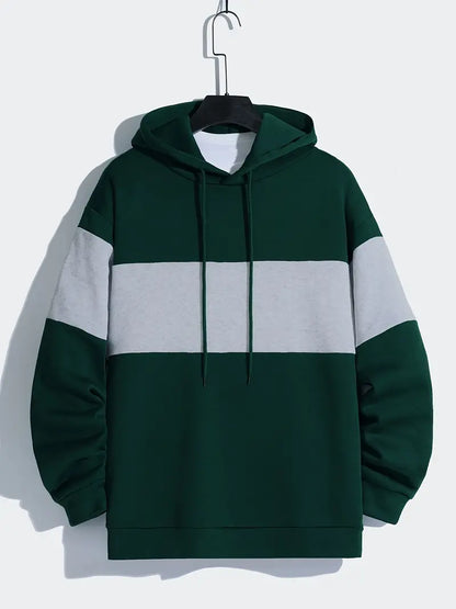Sweat à capuche pour homme, manches longues, capuche contrastante, moderne