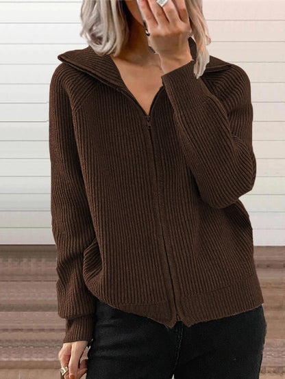 Cardigan épais en coton avec fermeture éclair