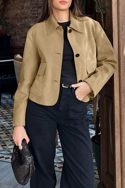 Stylische Freizeitjacke mit Knöpfen - IdealeKleiden