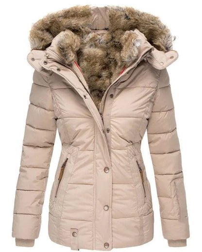 Manteau d'hiver femme garni de fourrure chaud