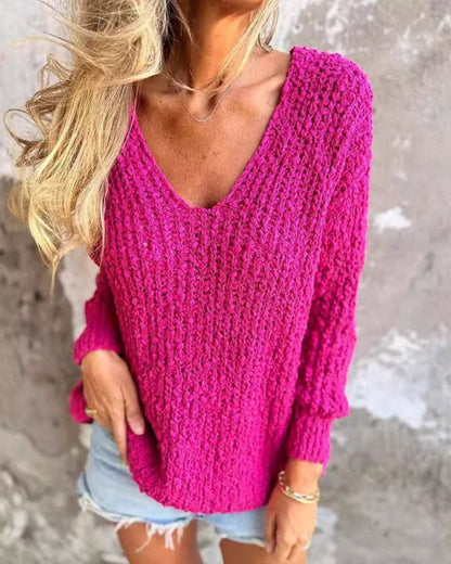 Pull en crochet douillet à manches longues et moderne