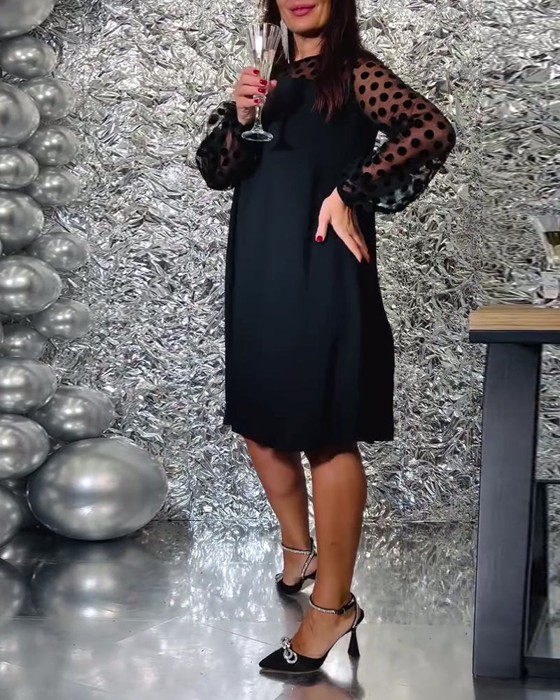 Sommerkleid Polka Dot Durchsichtig Elegant - IdealeKleiden
