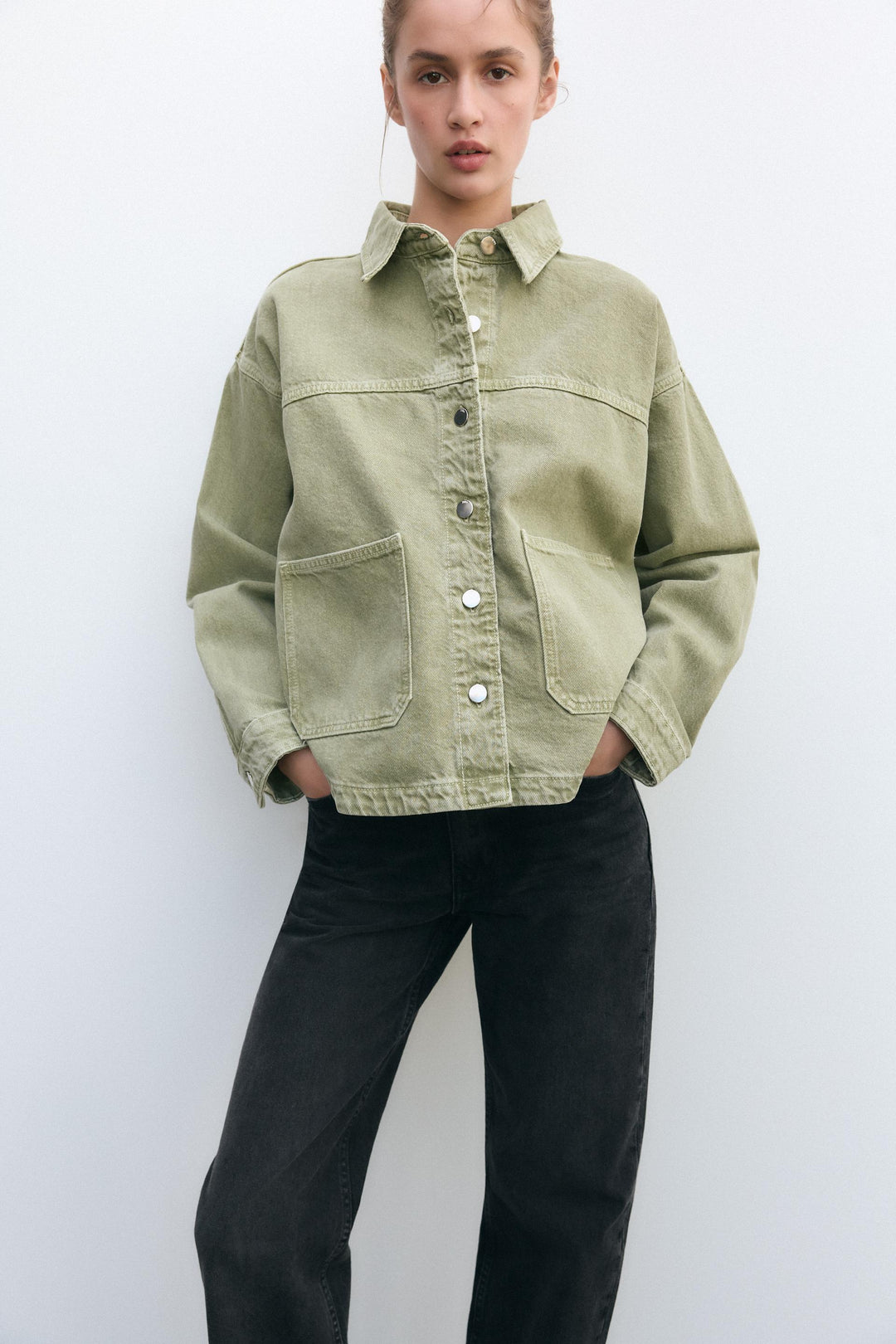 Elegante Denim Jacke Bequem Alltag - IdealeKleiden