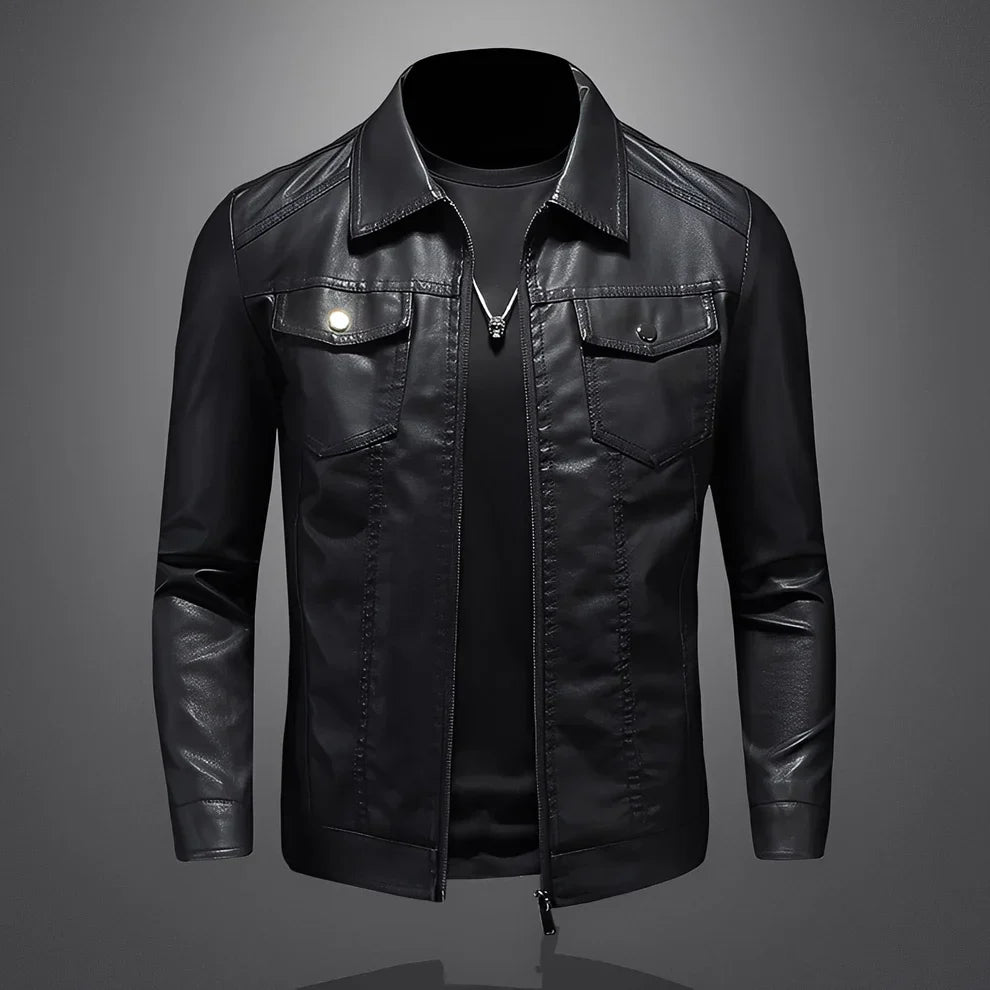 Blouson en cuir élégant pour homme coupe slim