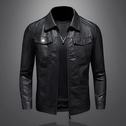 Blouson en cuir élégant pour homme coupe slim