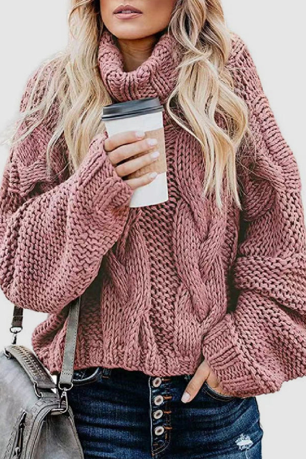 Pull en cachemire élégant col roulé hiver