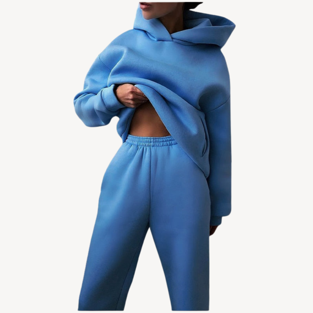 Ensemble de survêtement sportif noir à capuche pour femme