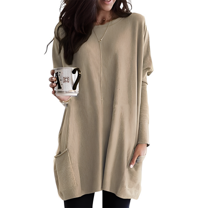 Pull pour femmes long, confortable, avec poches