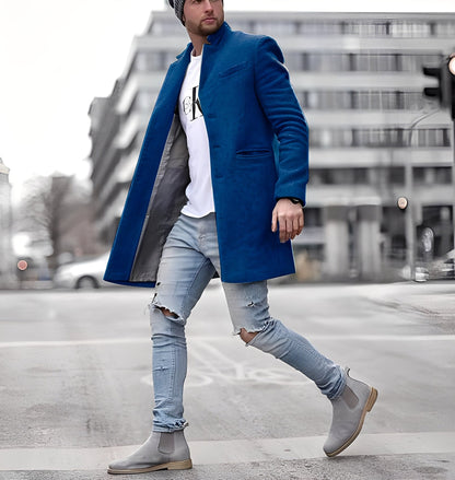 Élégant manteau long en laine pour homme