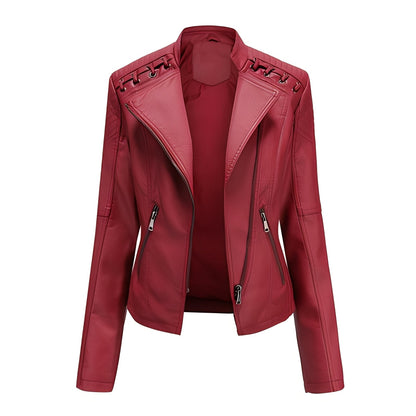 Veste en cuir courte et élégante pour femme