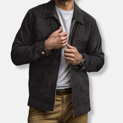 Emil - Blouson en cuir slim fit col montant moderne