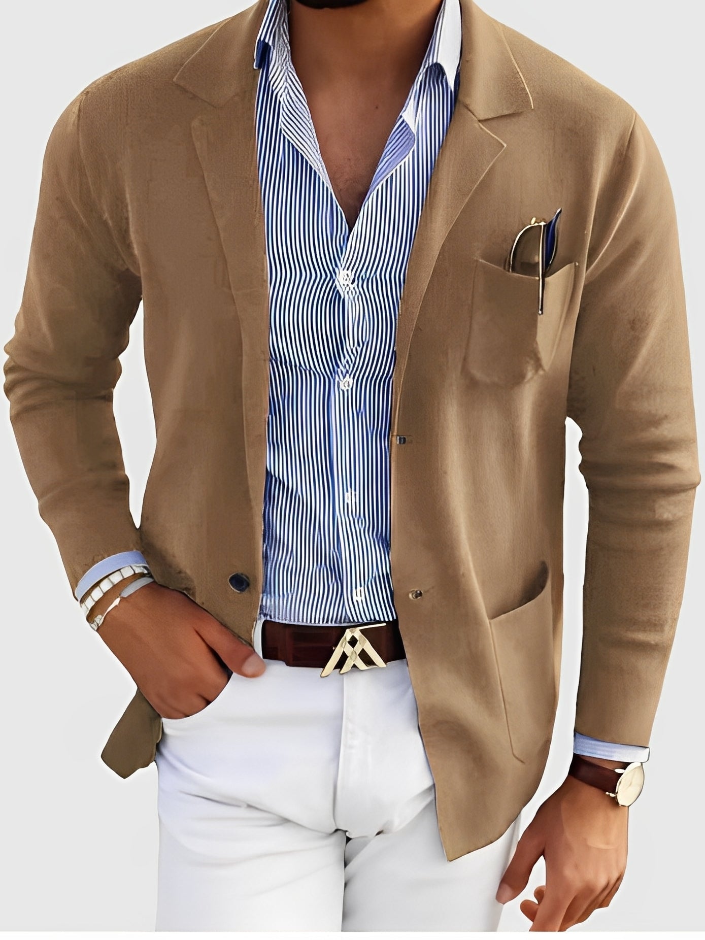 Maßgeschneiderter Herrenblazer Elegant mit Taschen - IdealeKleiden