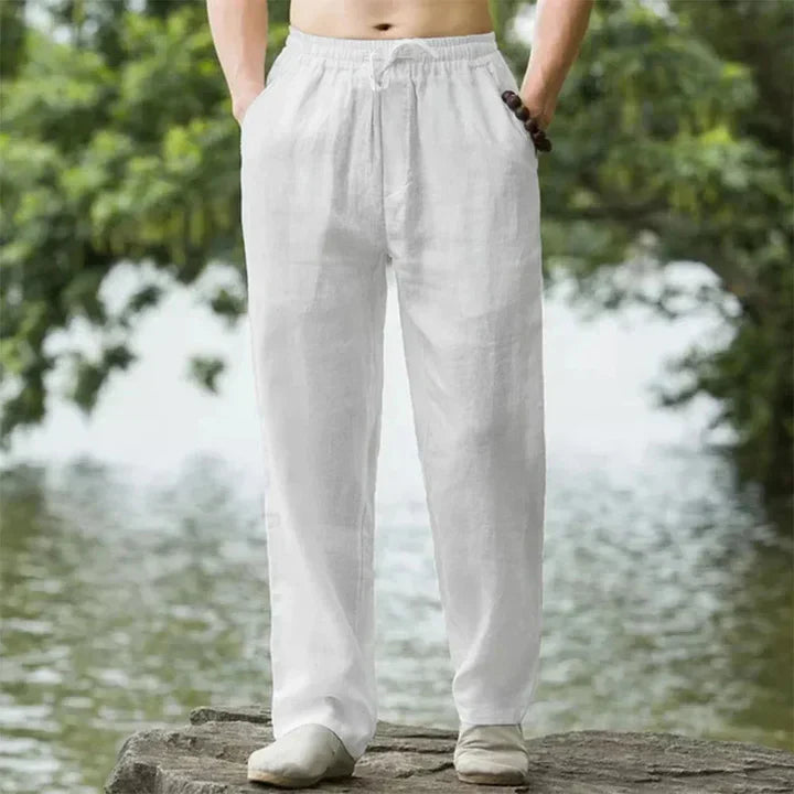 Pantalons en lin homme été décontractés