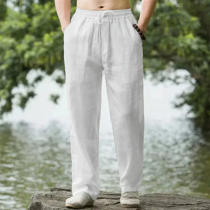 Pantalons en lin homme été décontractés
