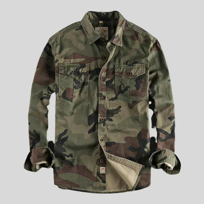 Overshirt homme camouflage manches longues à boutons