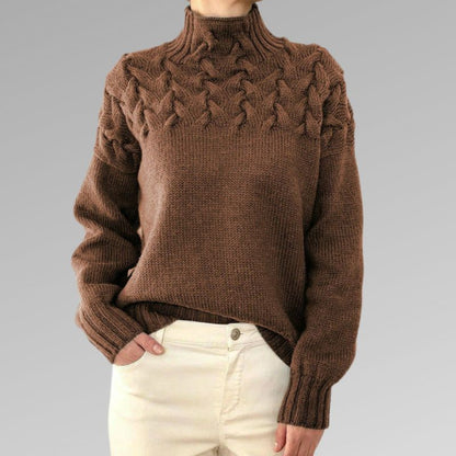 Robe élégante | Pull en maille col montant, motif torsadé