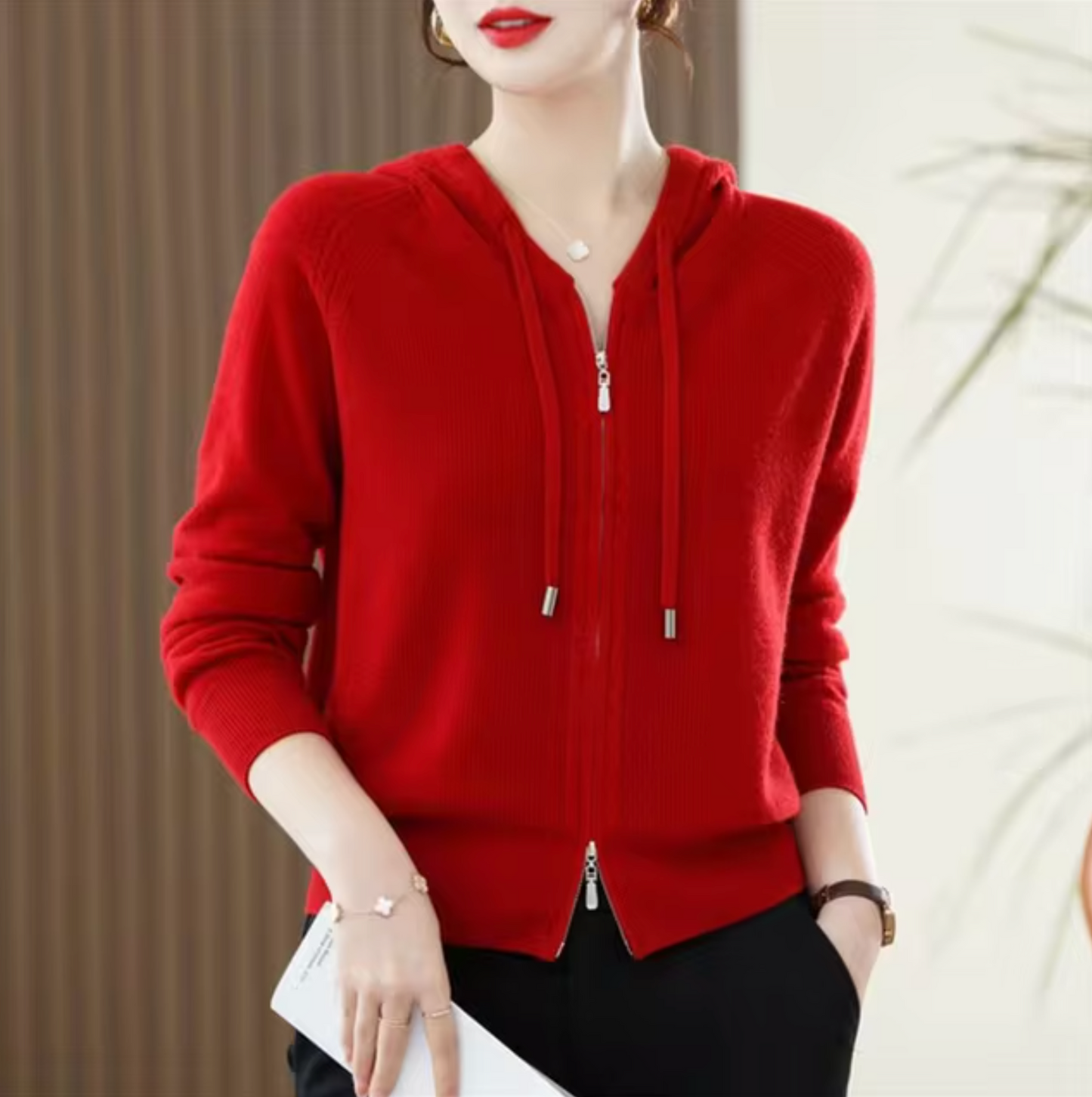 Sweat à capuche doux en cachemire pour femme