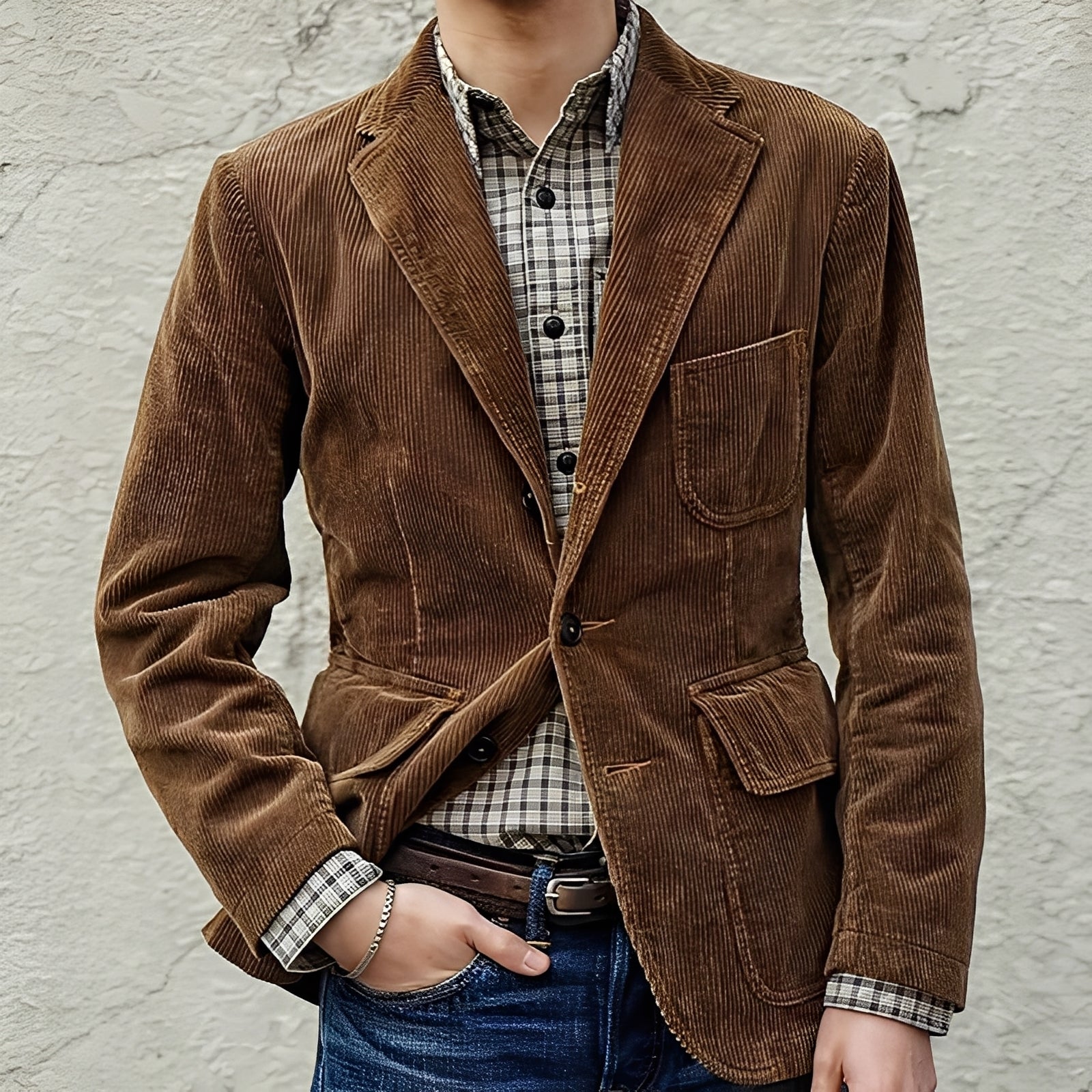 Herren Wolljacke Bequem Mit Taschen - IdealeKleiden