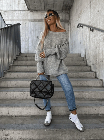 Pull pour femmes léger ample épaules dénudées