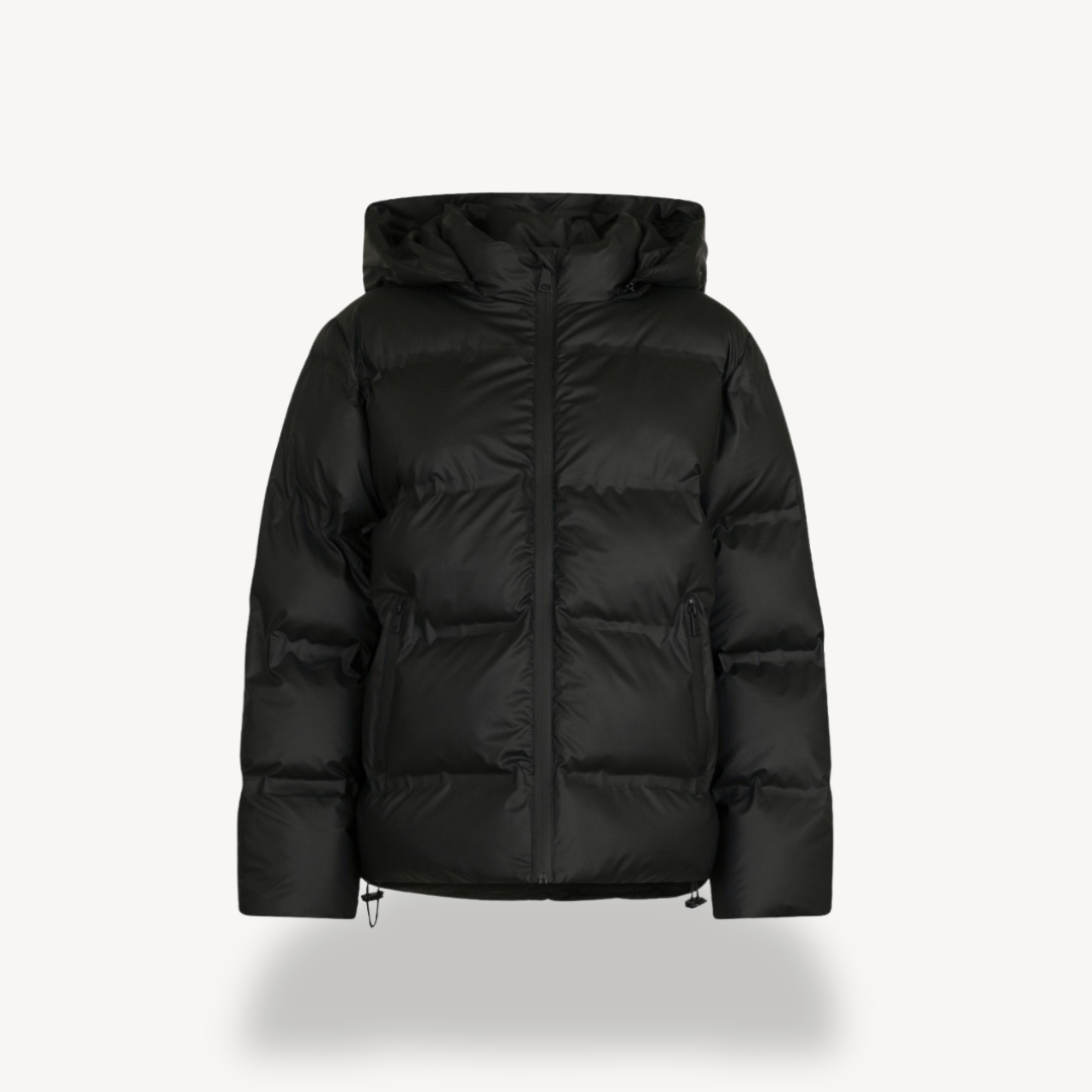 Manteau d'hiver noir pour femme, doudoune à capuche