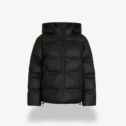 Manteau d'hiver noir pour femme, doudoune à capuche