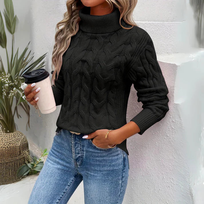 Weiches Damenpullover Gedrehter Strick Look - IdealeKleiden