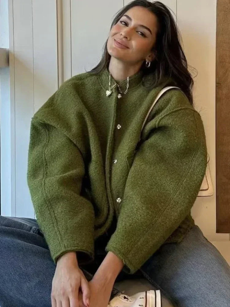 Übergroße Flauschjacke Mit Taschen Damen - IdealeKleiden