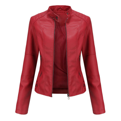 Manteau en cuir élégant pour femme, coupe ajustée