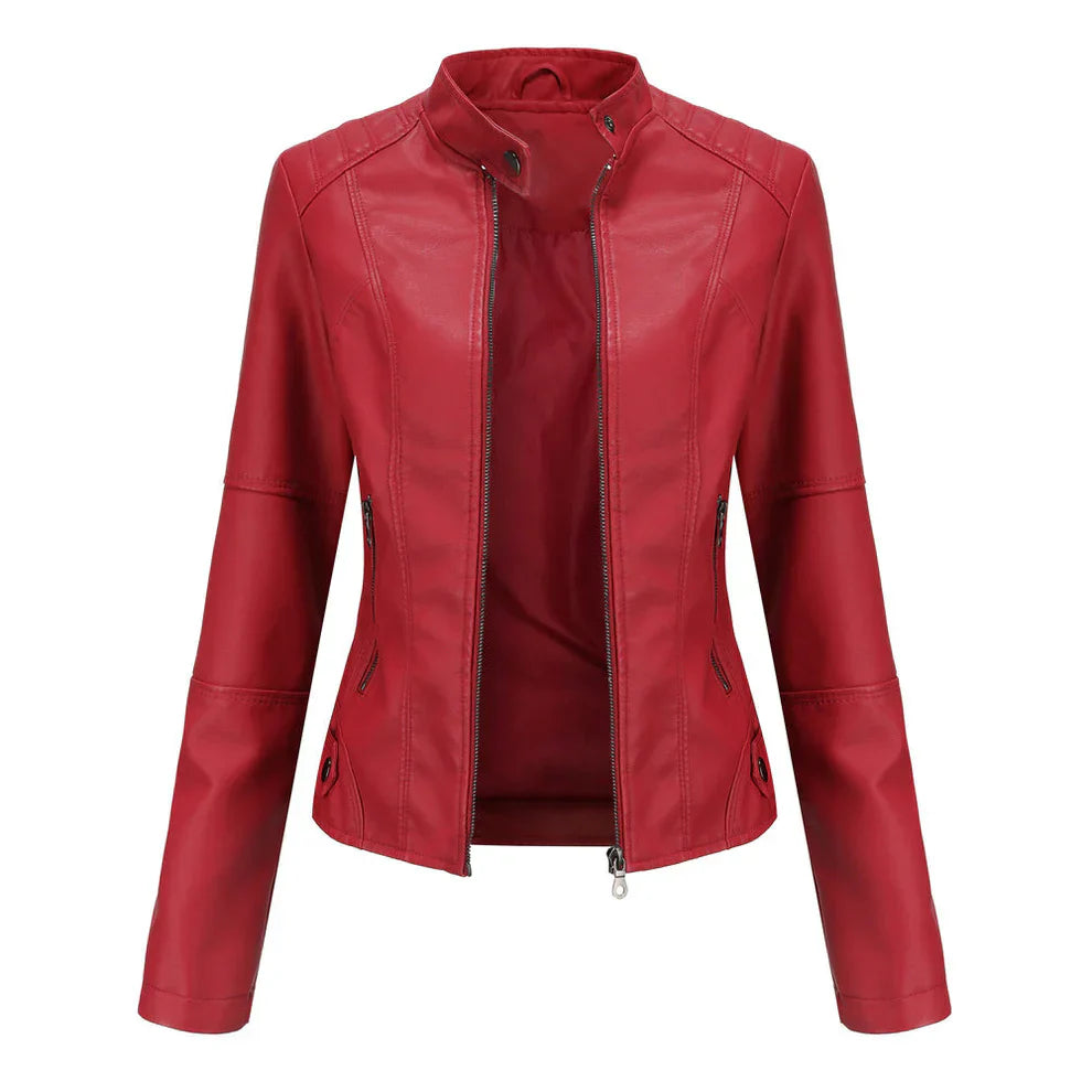 Veste en cuir femme coupe cintrée élégante