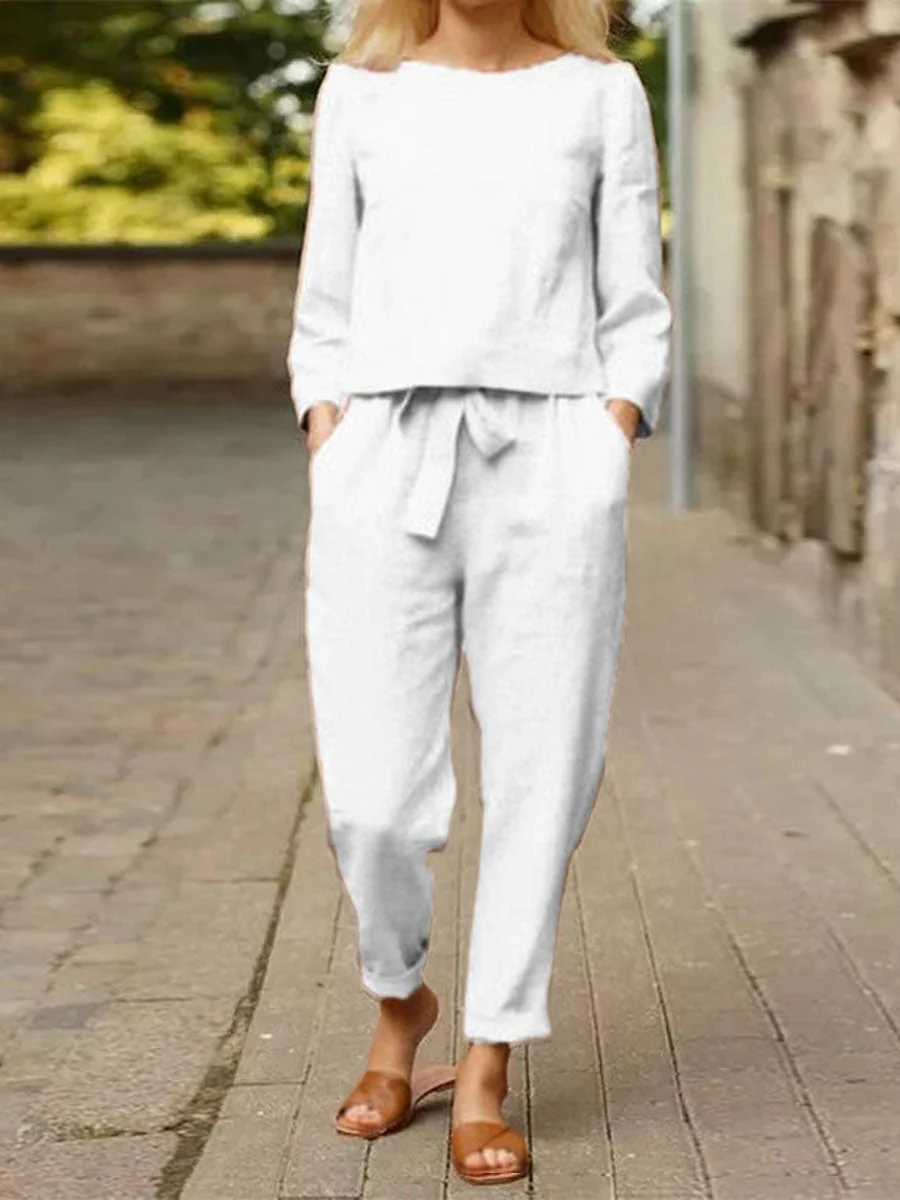 Ensemble de sport pour femme – Haut à manches longues et pantalon taille haute