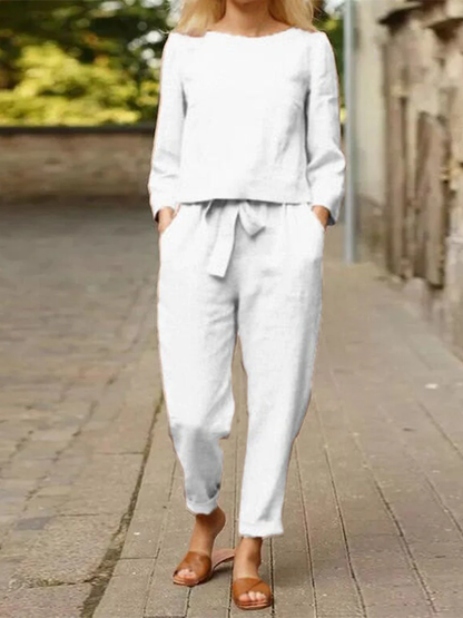 Ensemble de sport pour femme – Haut à manches longues et pantalon taille haute