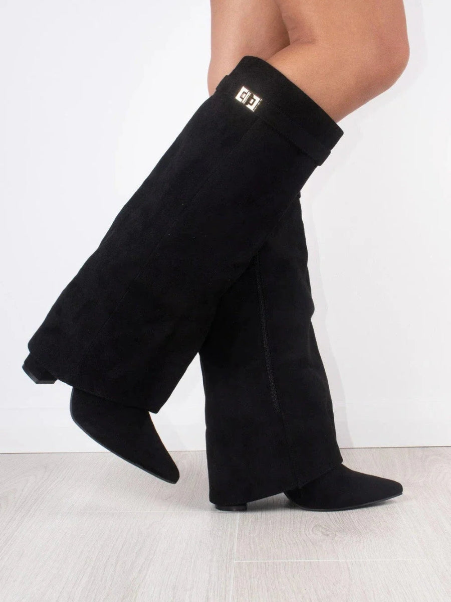 Bottes cuissardes zippées noires pour femme