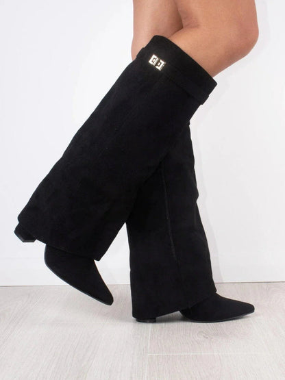 Bottes cuissardes zippées noires pour femme