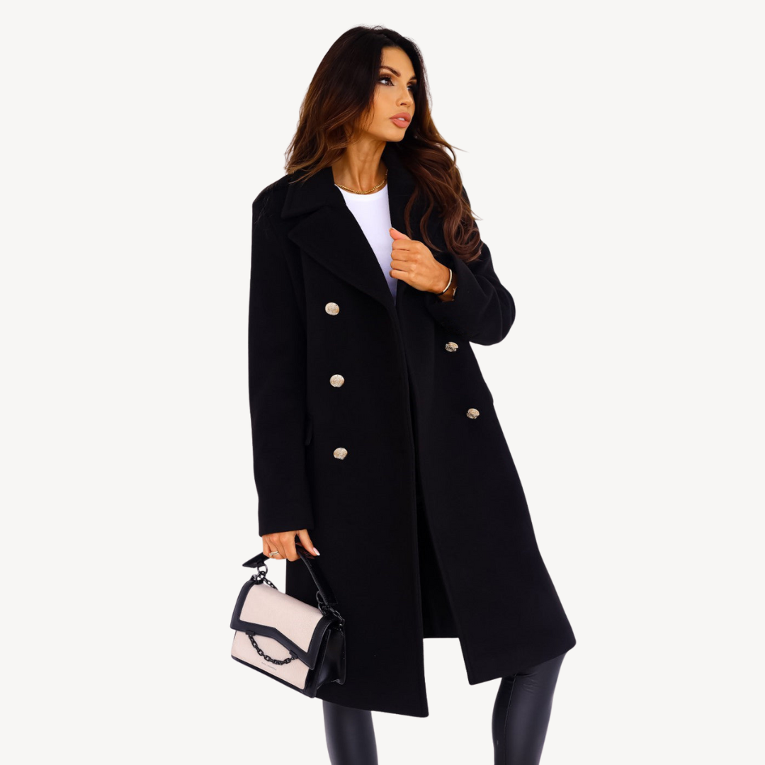 Manteau de laine pour femme élégant à double boutonnage