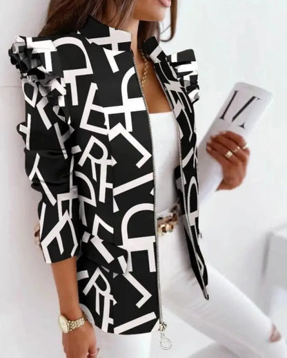 Blazer long manches longues hiver chic noir